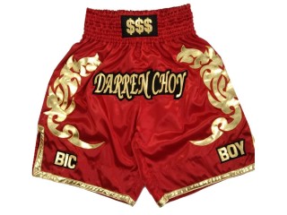 Personalized Boxing Shorts  : KNBXCUST-2039-Red